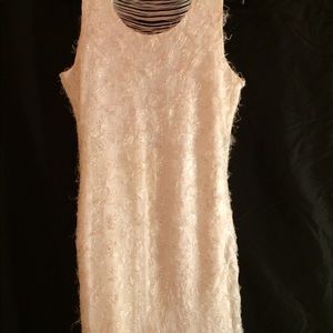 BSharp Stretch Bodycon Mini Dress Cream Gold SZ L
